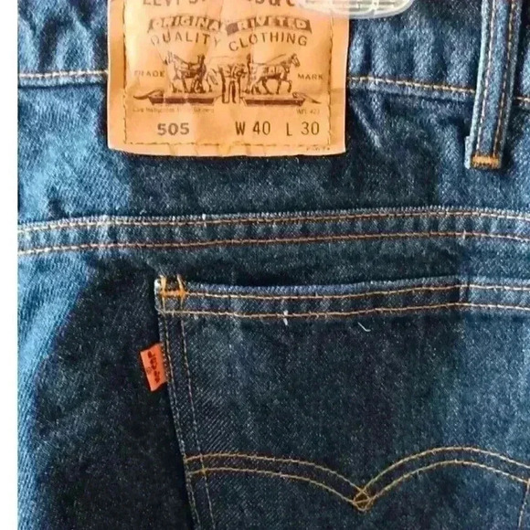 1993‎ Vin Levis 505 Jeans Made in Mexico Orange Tab Dark Wash Straight Leg 40x30 - Picture 6 of 9